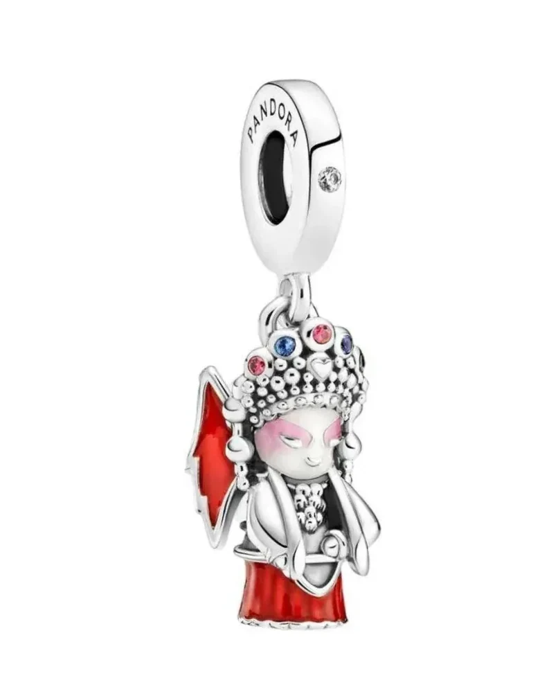 Charm Pandora Poupée de l'Opéra de Pékin argent 925 rouge unisexe