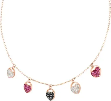 Collier Choker Ginger Swarovski - Or Rose et Cœurs Multicolores — vue 3