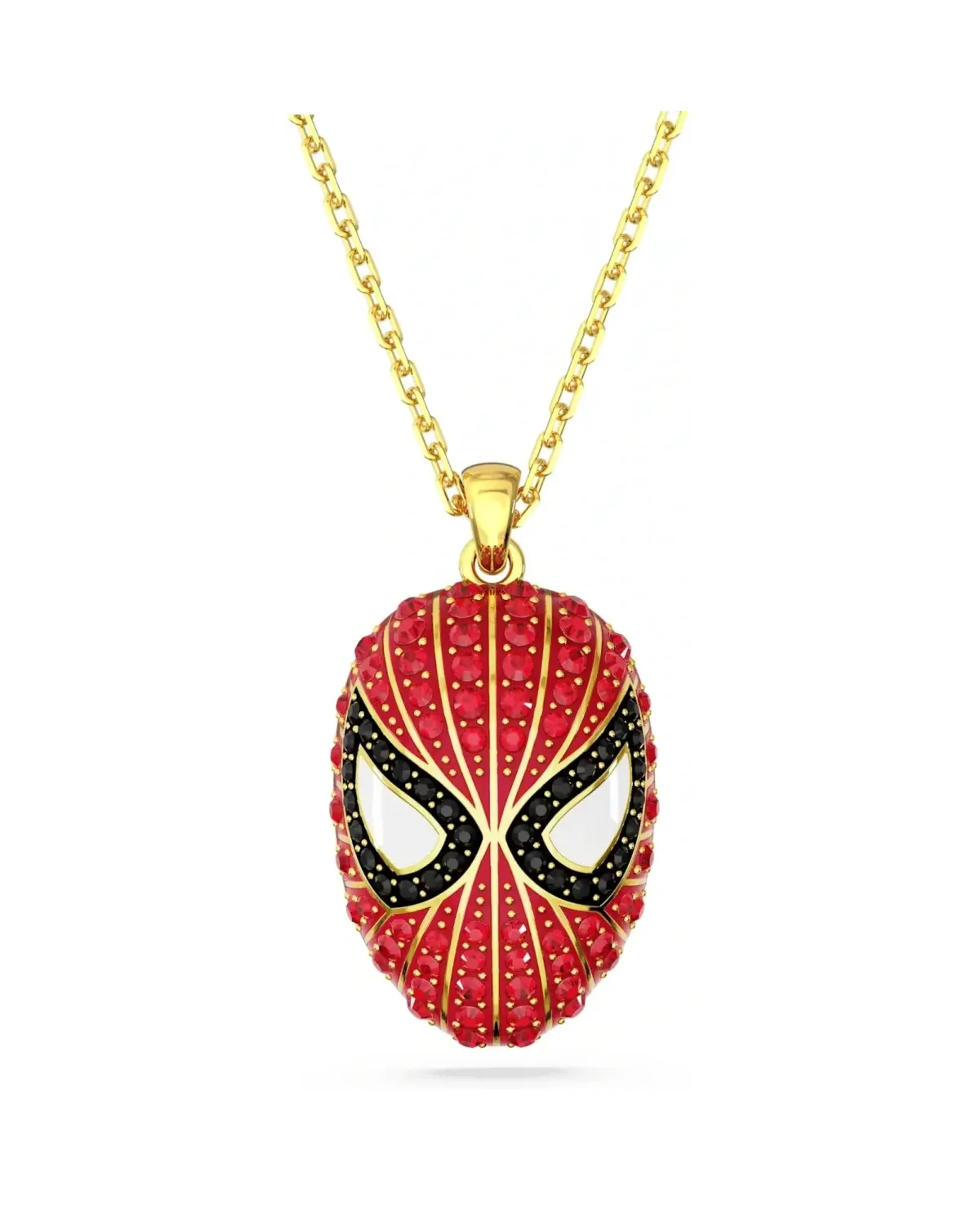 Collier pendentif Swarovski Spider-Man cristaux rouge noir plaqué or femme