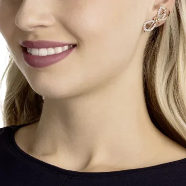Boucles d'oreilles Swarovski Lifelong Bow - Or rose et cristaux blancs — vue 4