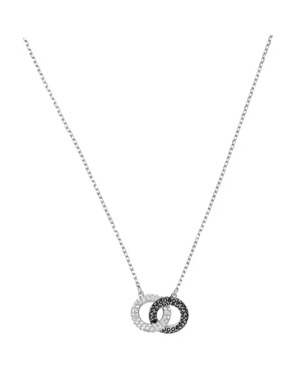 Collier Swarovski Stone plaqué rhodium cristaux blancs et noirs femme