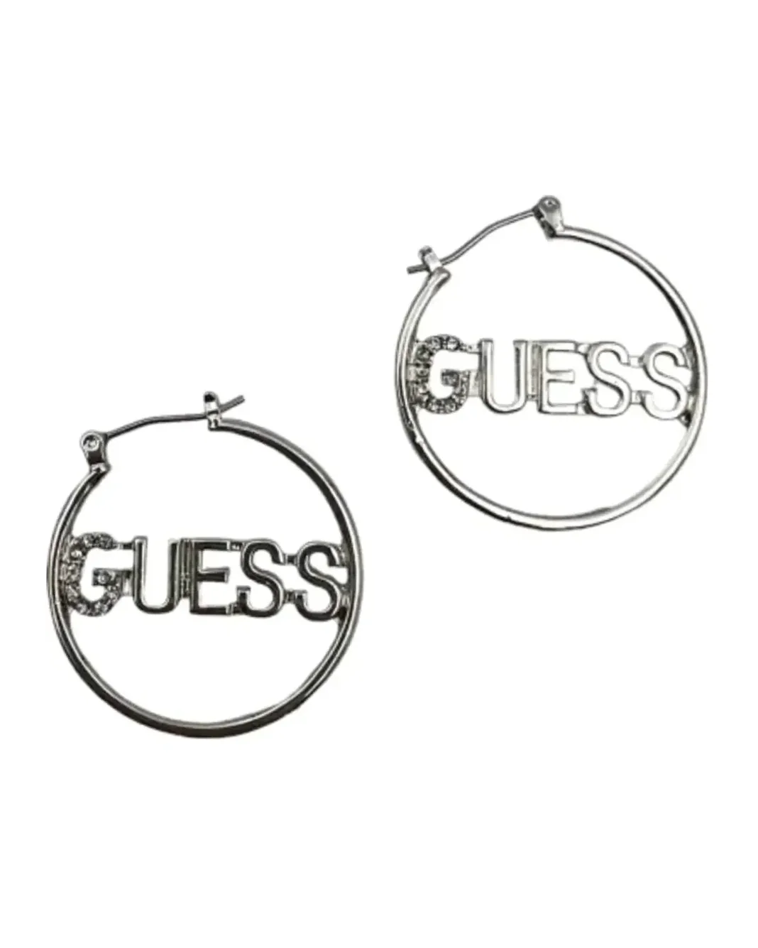 Boucles d'oreilles Guess rondes métal argenté zirconium femme