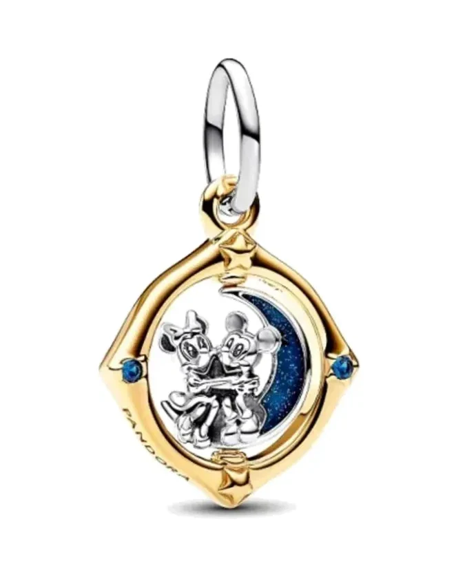 Charm Pandora Mickey Minnie Swirling Moon Argent Doré Or Femme