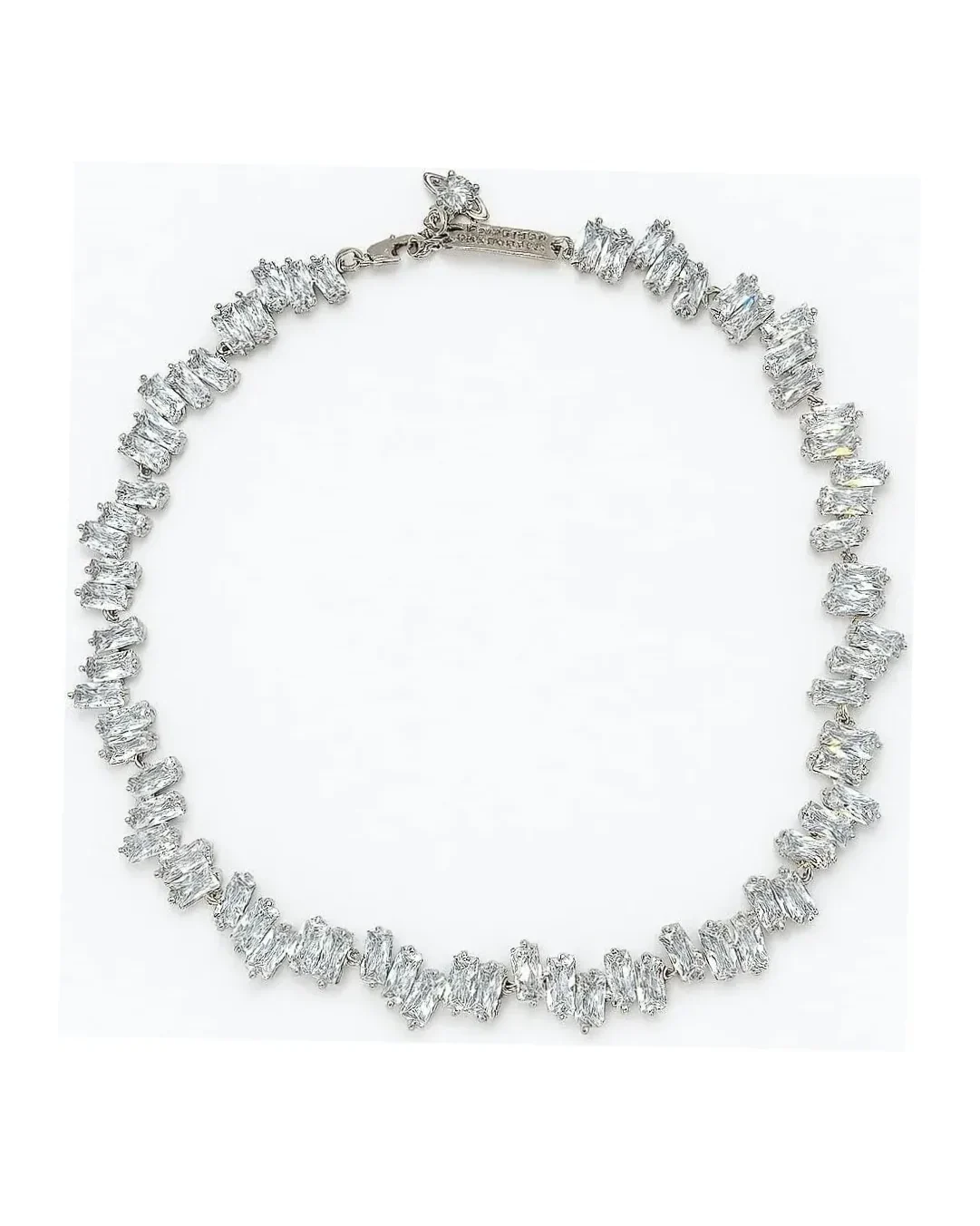 Collier ras de cou Vivienne Westwood cristaux baguette laiton argenté femme