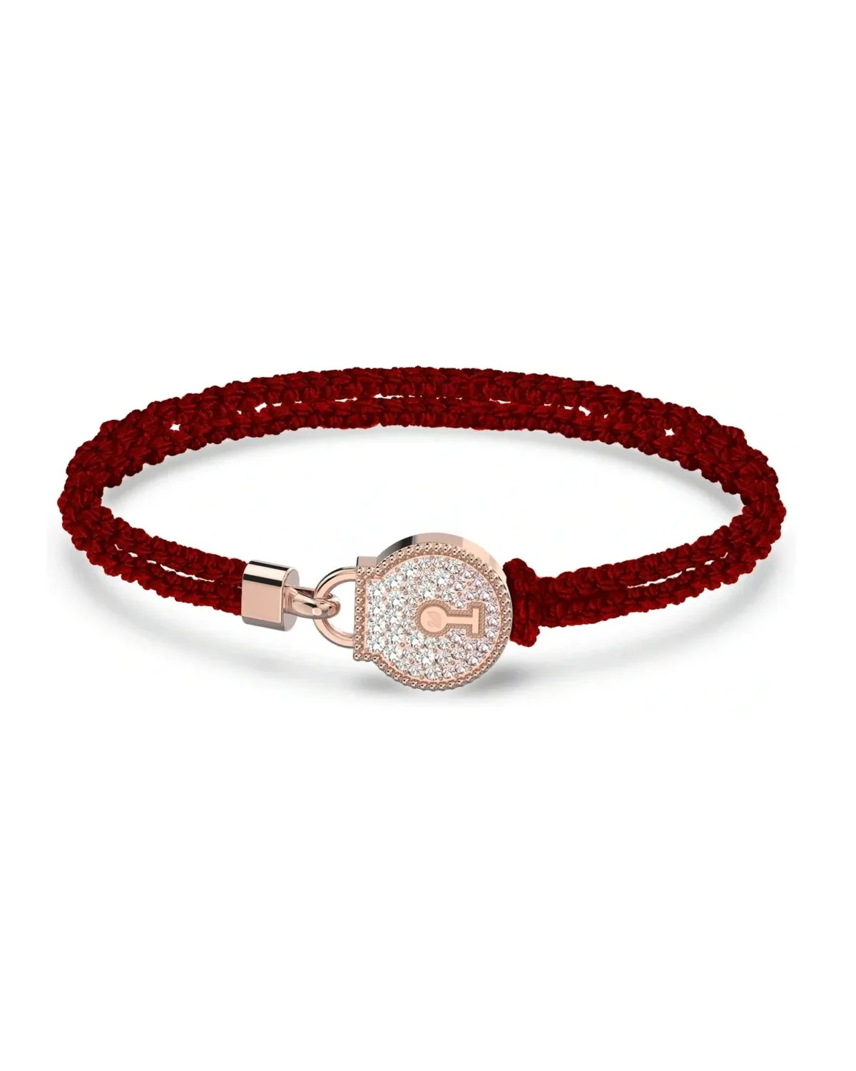 Bracelet Swarovski Togetherness corde tressée rouge cristaux plaqué or rose