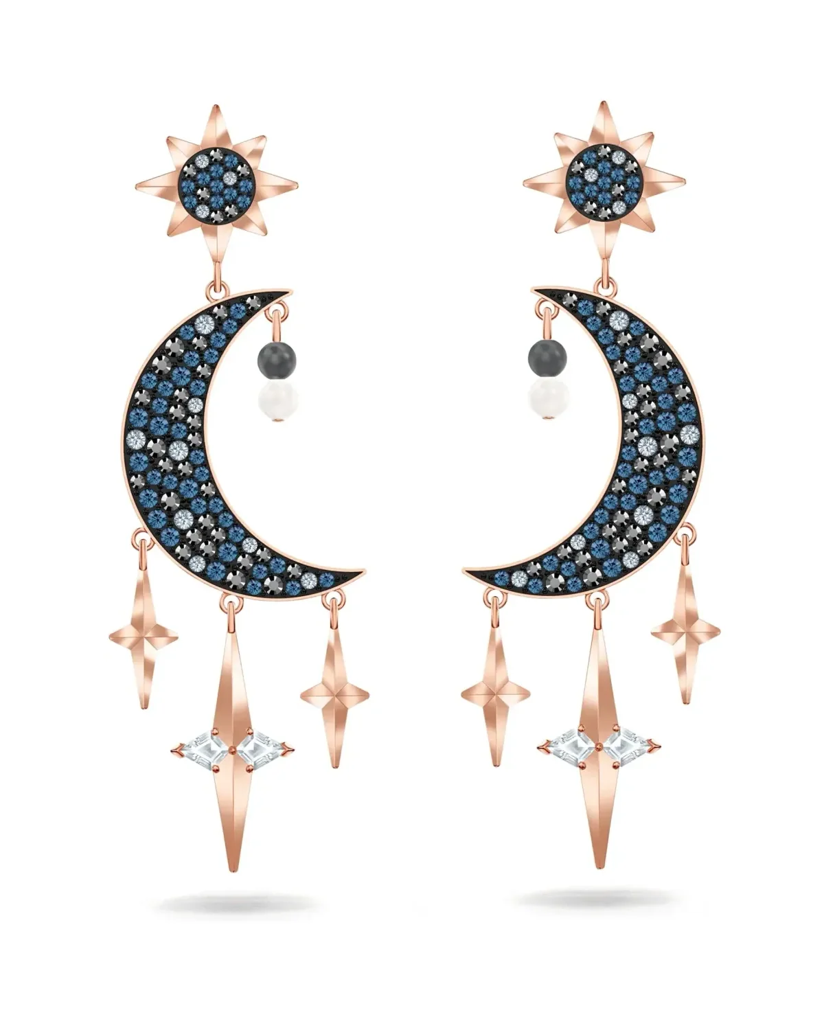 Boucles d'oreilles Swarovski Symbolic plaqué or rose cristaux noir femme