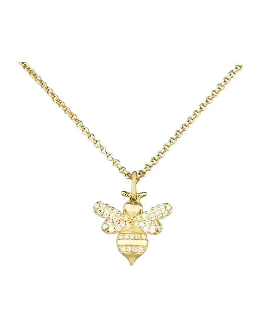 Collier APM Monaco ajustable abeille plaqué or zirconium femme