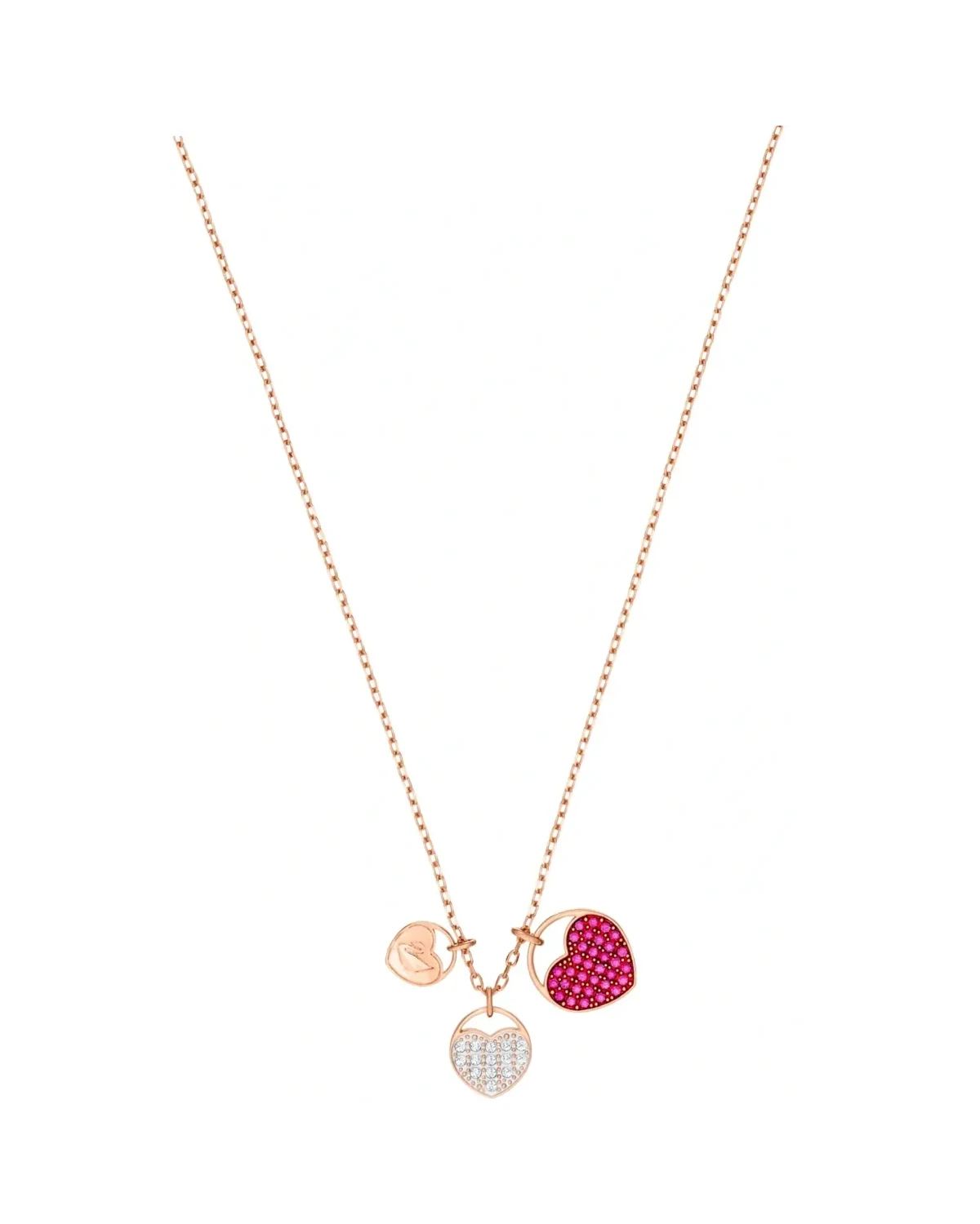 Collier Swarovski Ginger plaqué or rose cœurs cristaux zirconium femme