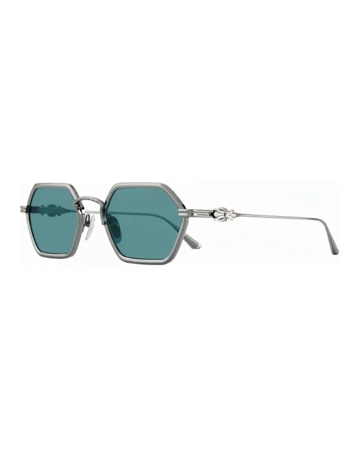 Lunettes de soleil Chrome Hearts Datass monture hexagonale argentée