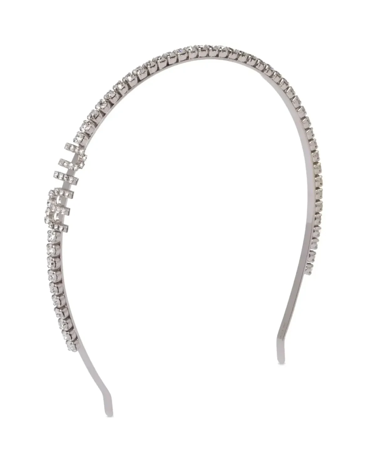 Serre-tête Miu Miu laiton argenté cristaux zirconium femme