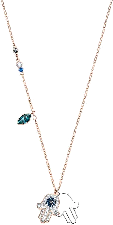 Collier Hamsa Hand Swarovski - Or Rose et Cristaux