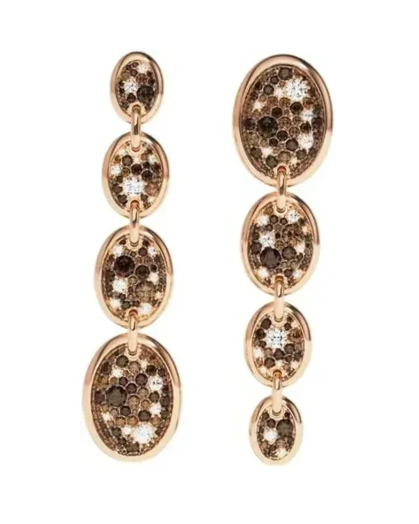 Boucles d'oreilles APM Monaco Festival ovales plaqué or rose zirconium