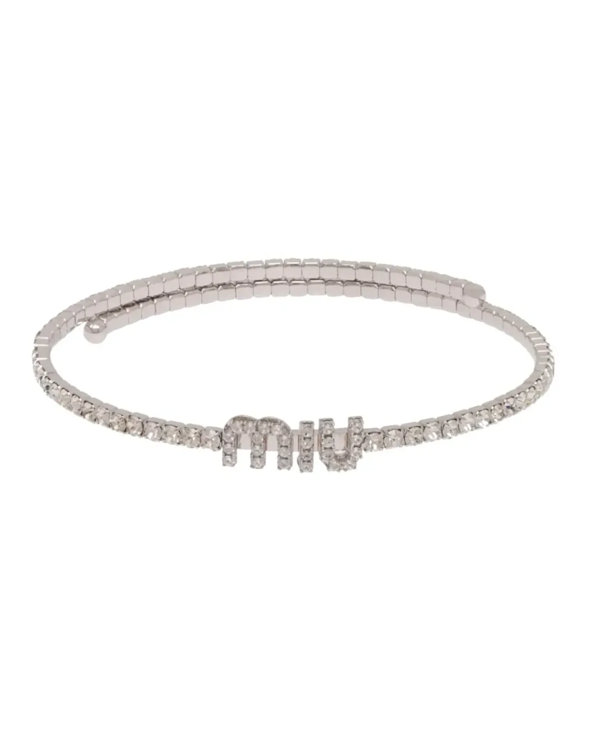 Collier Miu Miu ras du cou laiton argent avec cristaux fantaisie femme
