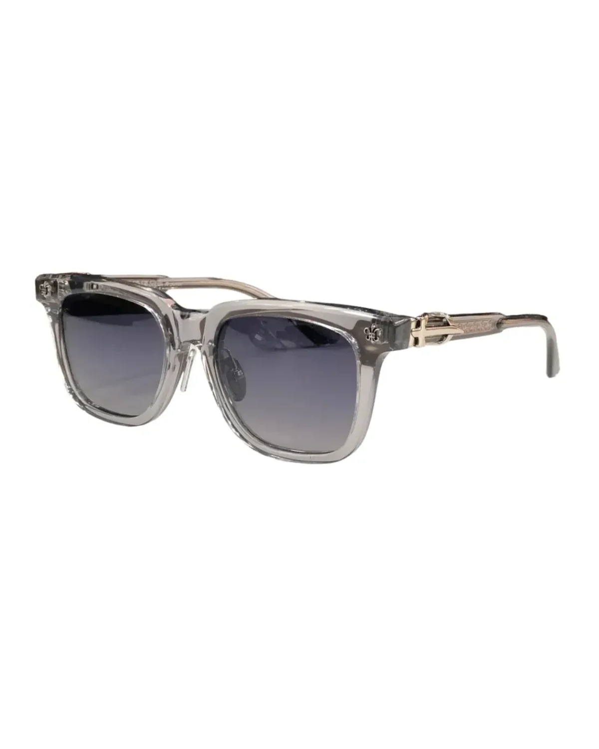 Lunettes de soleil Chrome Hearts CH8127 rectangulaires monture acétate transparent gris