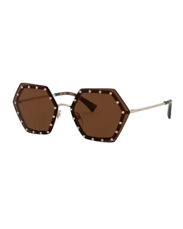 Lunettes de soleil Valentino Garavani VA2035 hexagonales métal ruthenium femme