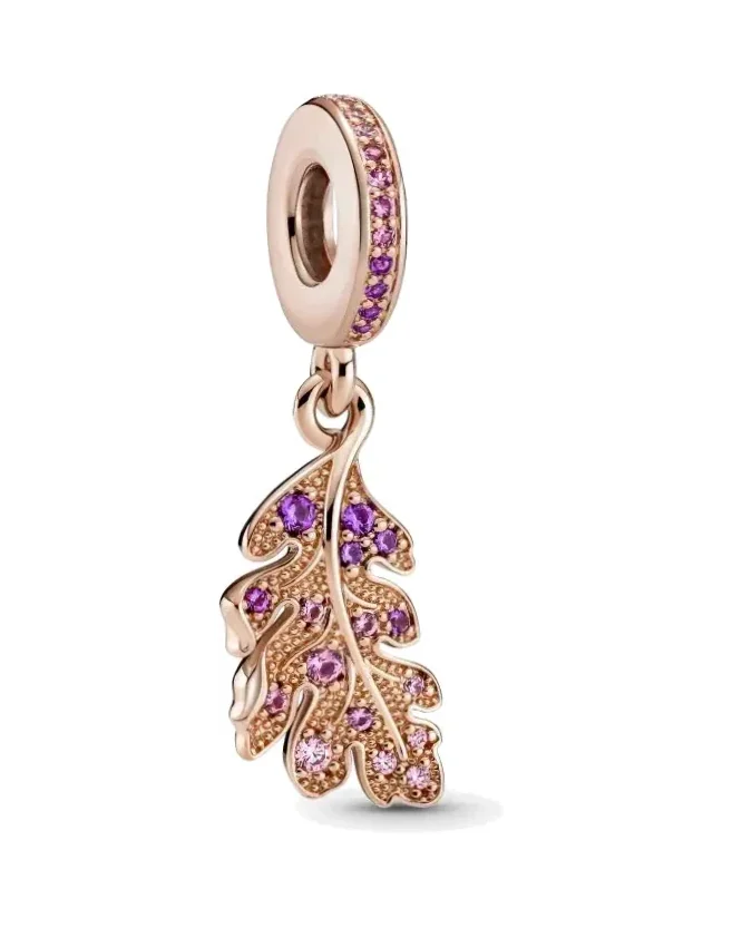 Charm Pandora Pendant feuille de chêne argent 925 zirconium femme