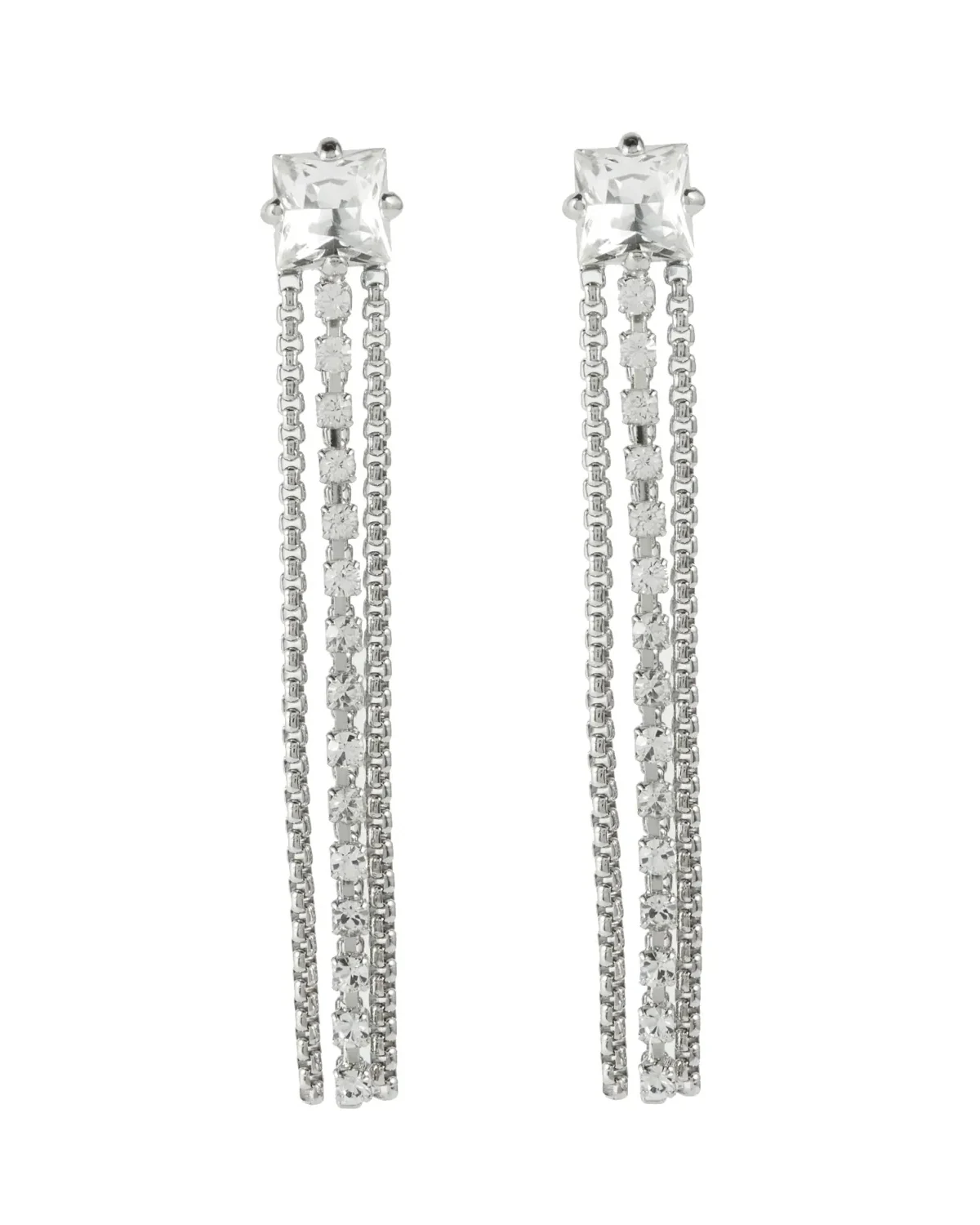Boucles d'oreilles Miu Miu pendantes cristaux acier inoxydable argent