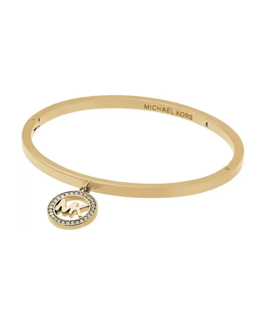 Bracelet Michael Kors acier inoxydable or avec breloque strass