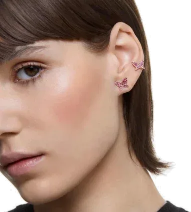 Clous d'Oreilles Lilia Swarovski - Papillons Plaqué Or Rose — vue 4
