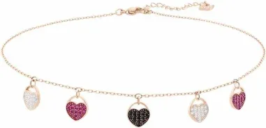 Collier Choker Ginger Swarovski - Or Rose et Cœurs Multicolores