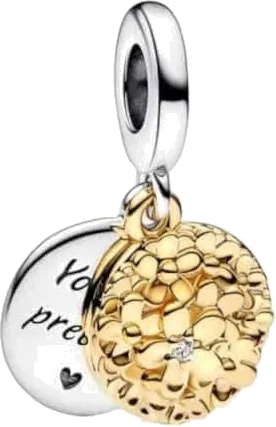 Charm Pendant Double Marguerite Bicolore You are precious