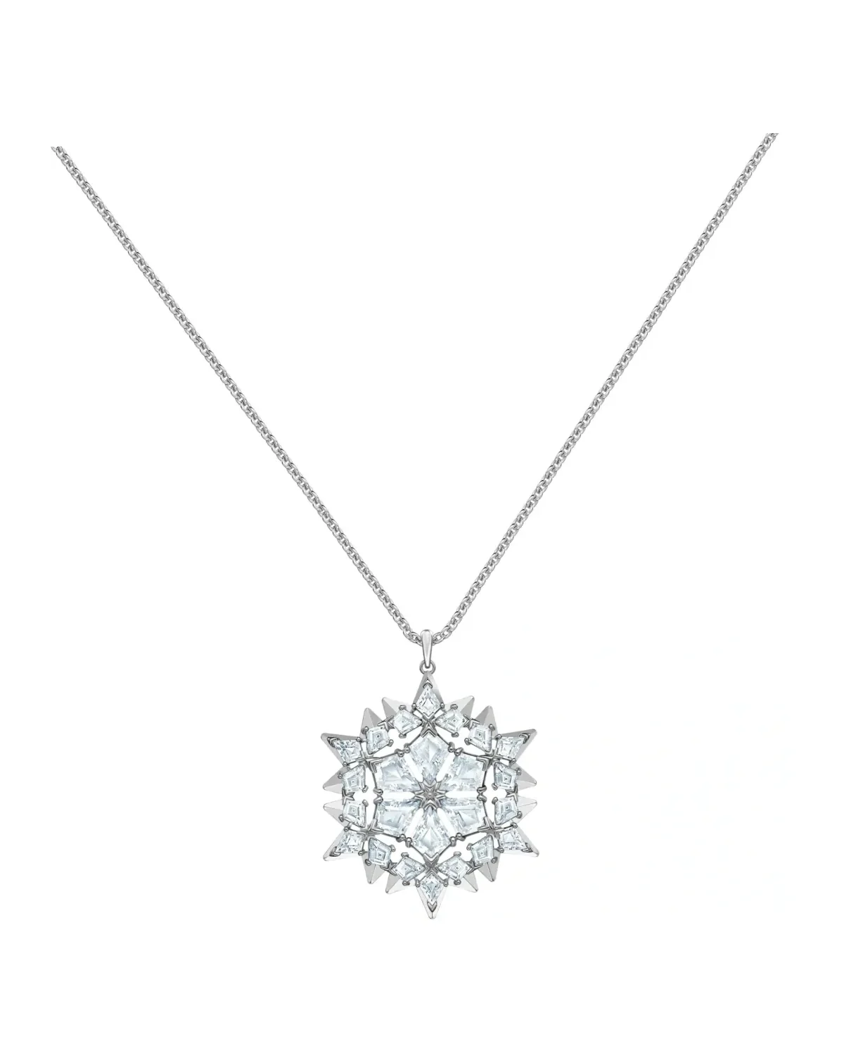 Collier Swarovski Magic Snow plaqué rhodium flocon de neige cristaux femme
