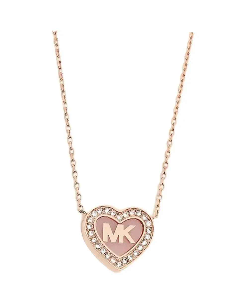 Collier Michael Kors cœur cristaux acier inoxydable or rose femme