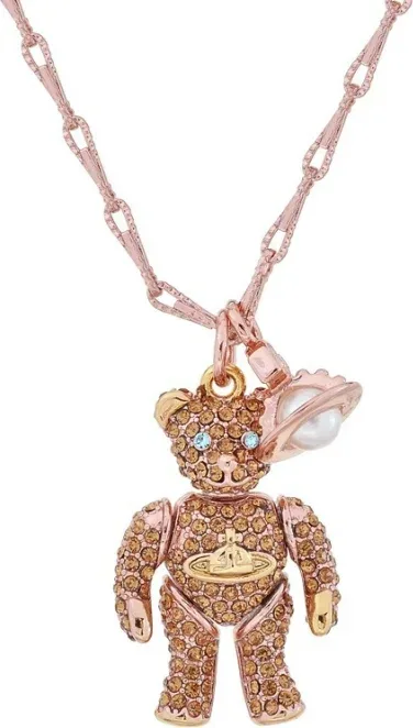 Collier Ourson Small Teddy Vivienne Westwood plaqué or rose