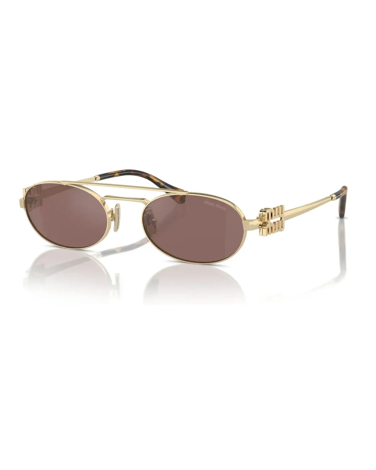 Lunettes de soleil Miu Miu MU54ZS monture ovale métal doré or verres gris