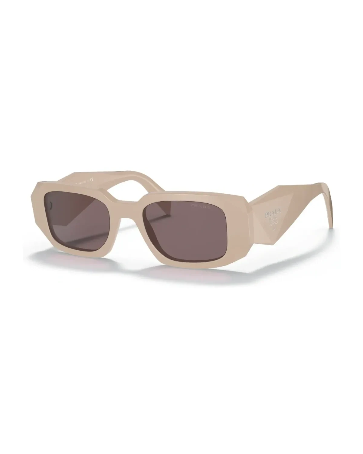 Lunettes de soleil Prada PR17WS forme rectangle acétate beige