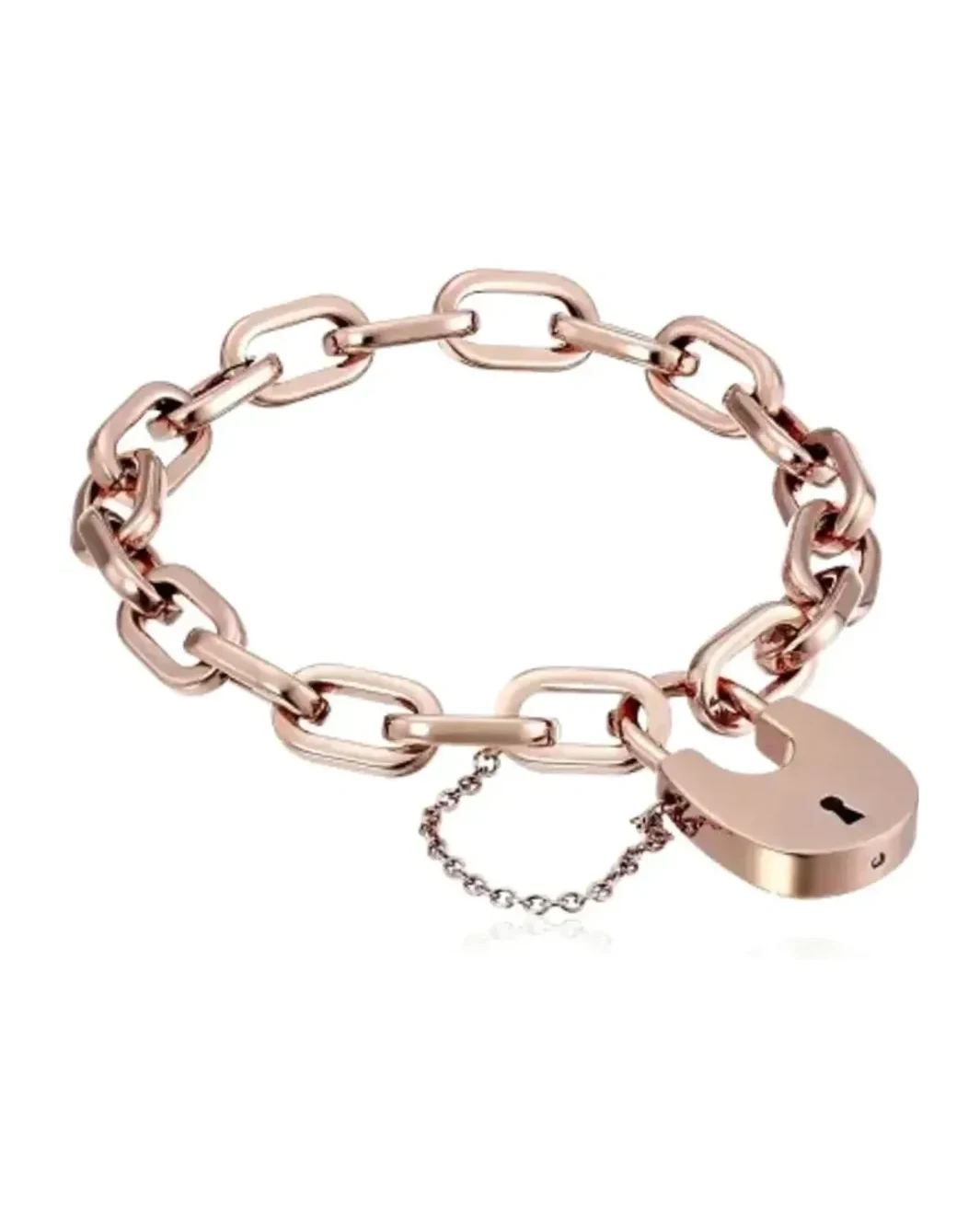 Bracelet Michael Kors acier inoxydable or rose breloque cadenas femme
