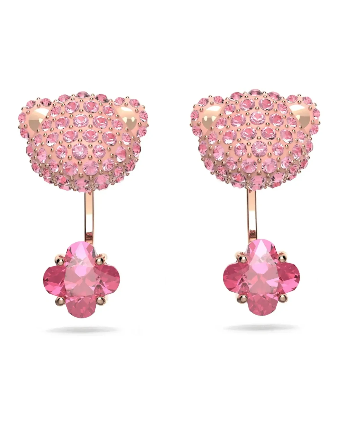 Boucles d'oreilles Swarovski Teddy acier inoxydable cristal rose