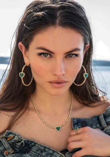 Créoles Cœur Malachite APM Monaco — vue 2