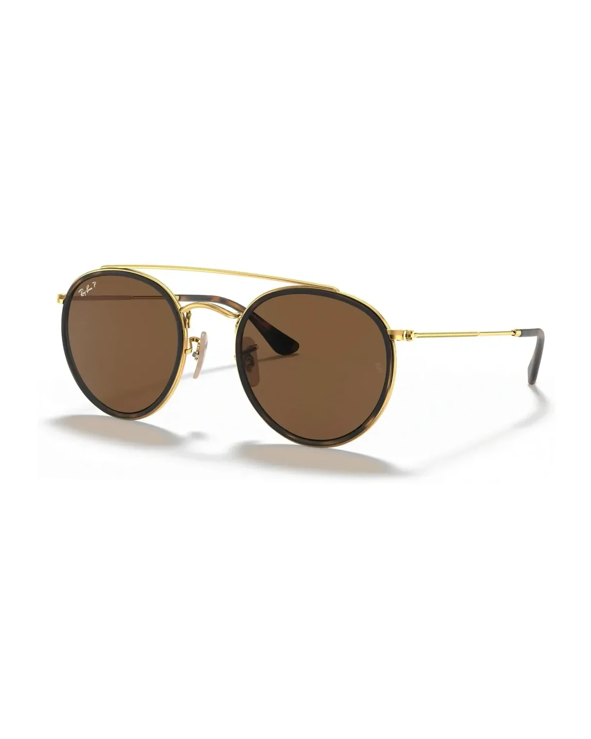 Lunettes de soleil Ray-Ban RB3647N monture ronde métal doré verres polarisés marron
