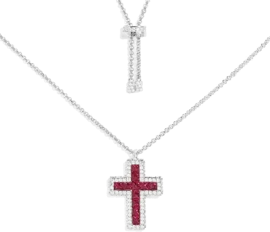 Collier Croix Pavé Fuchsia APM Monaco