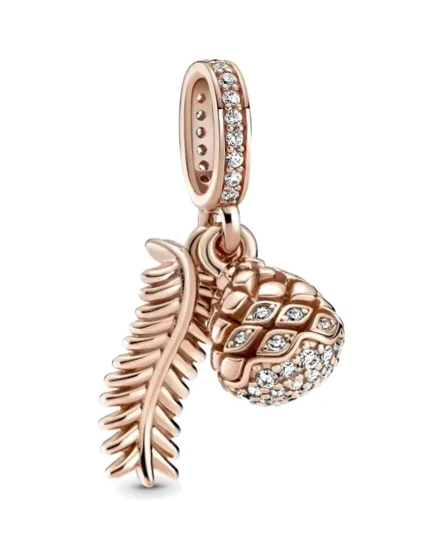 Charm Pandora Pomme de pin Argent 925 Rose Cristaux Femme