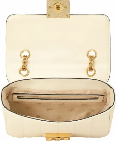 Sac à main Guess Alby blanc matelassé, chaîne dorée réglable — vue 3
