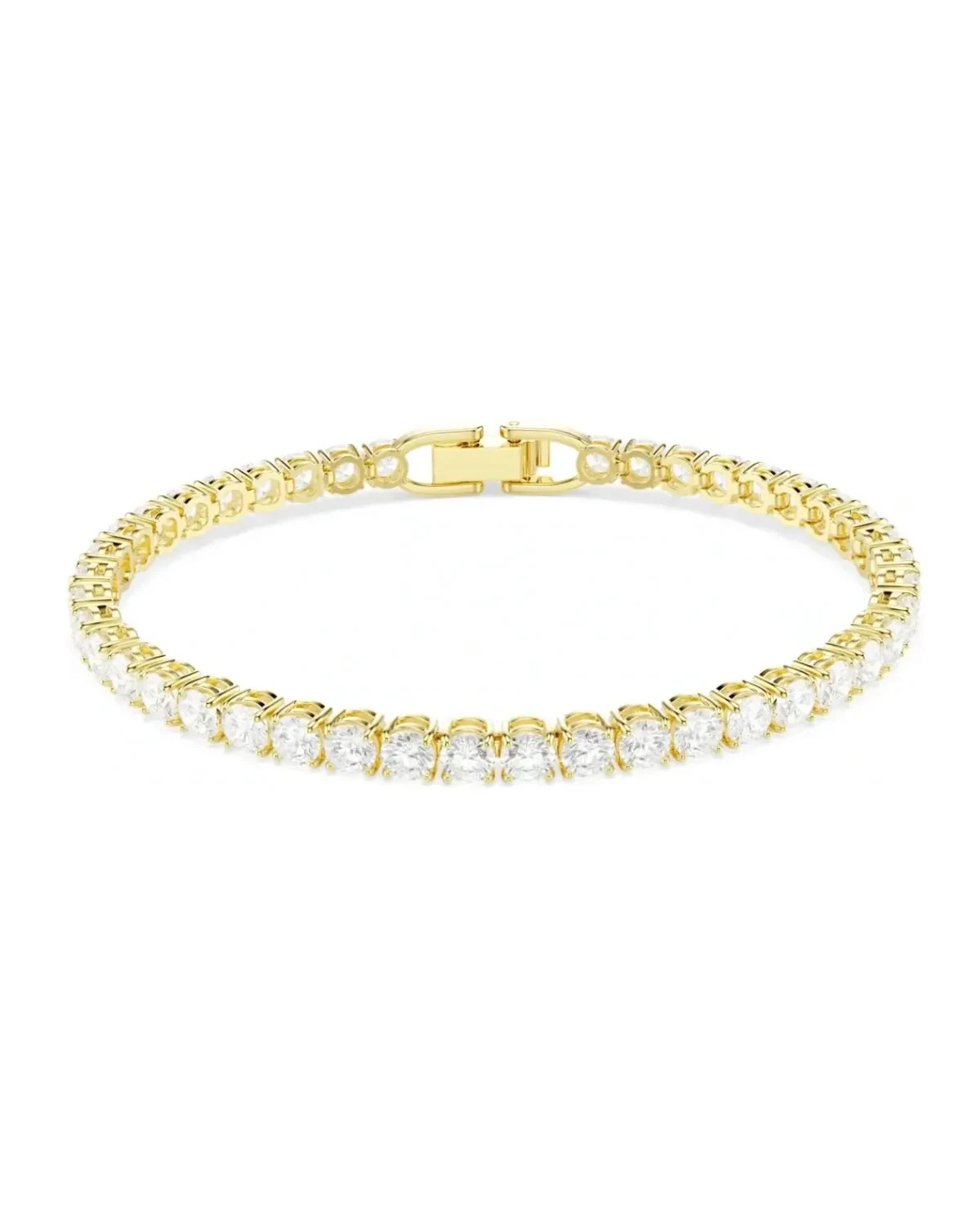 Bracelet Swarovski Tennis Deluxe plaqué or pierres blanches femme