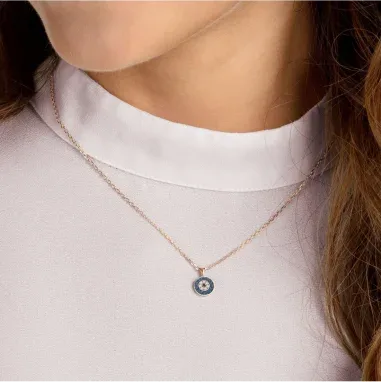 Collier Luckily - Œil Protecteur Cristaux Bleus & Or Rose — vue 4