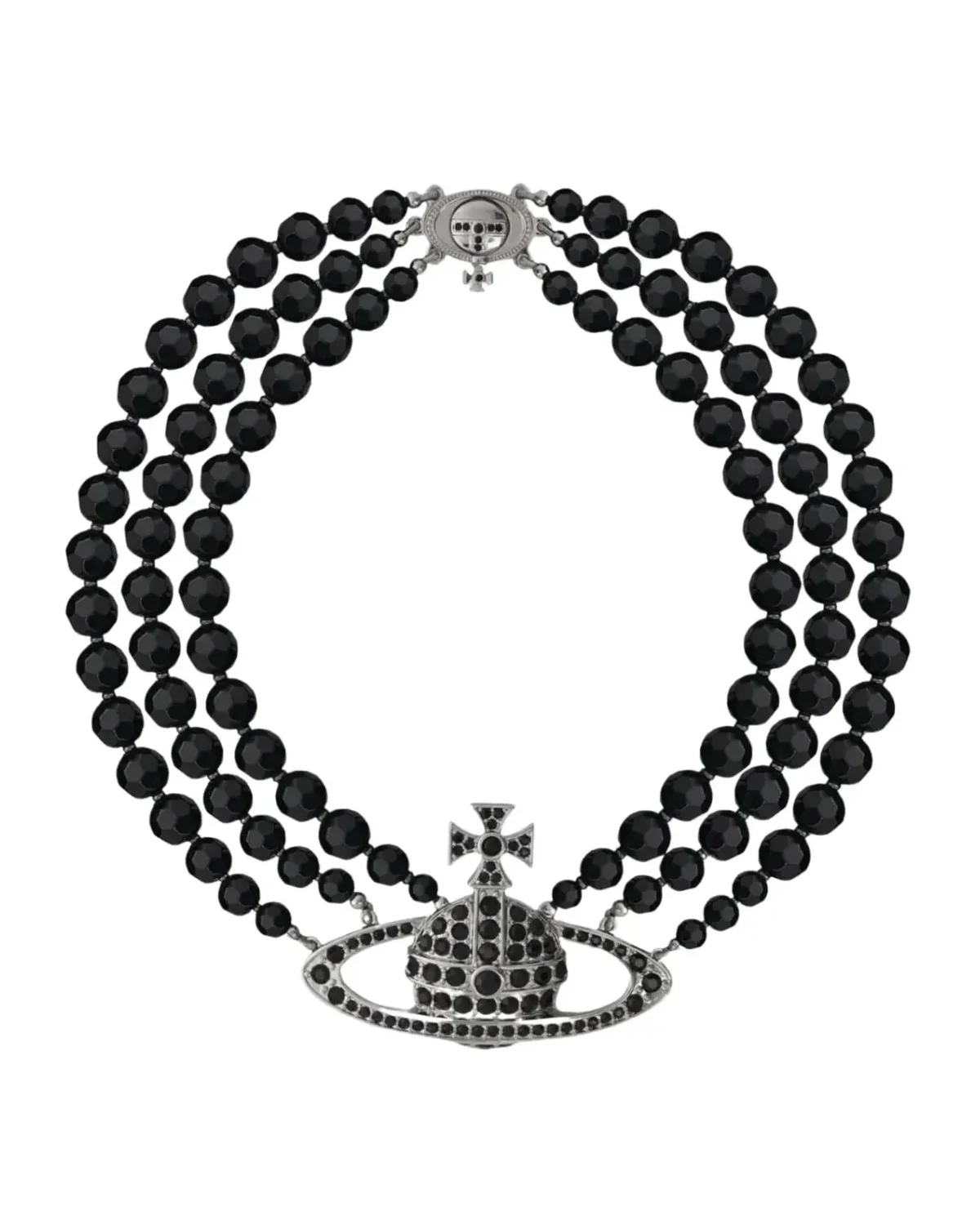 Collier Vivienne Westwood Three Row Relief ras du cou laiton zirconium noir femme