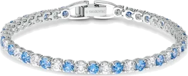 Bracelet Tennis Swarovski Blanc et Bleu Rhodié — vue 2
