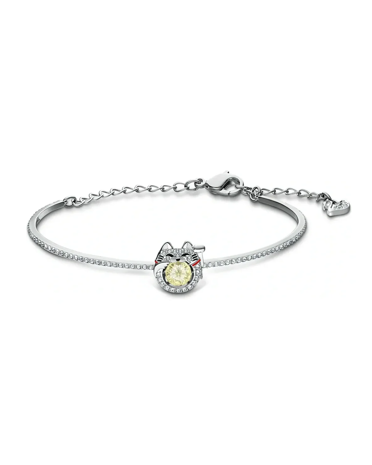 Bracelet jonc Swarovski Sparkling Dance Cat plaqué rhodium cristaux femme