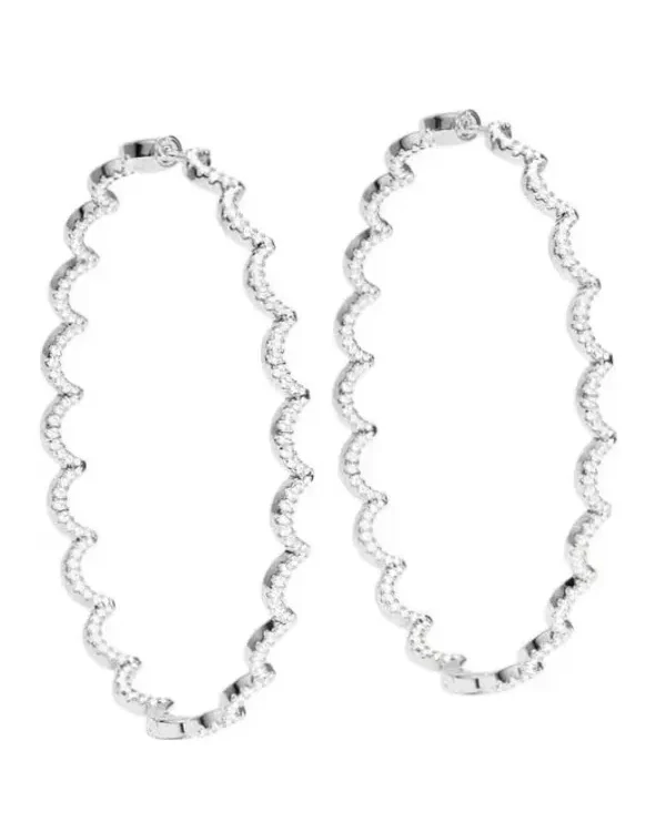 Boucles d'oreilles créoles APM Monaco Wavy Up and Down argent 925 micropavées zirconium femme