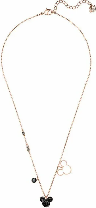 Collier Mickey & Minnie plaqué or rose et cristaux noirs — vue 2