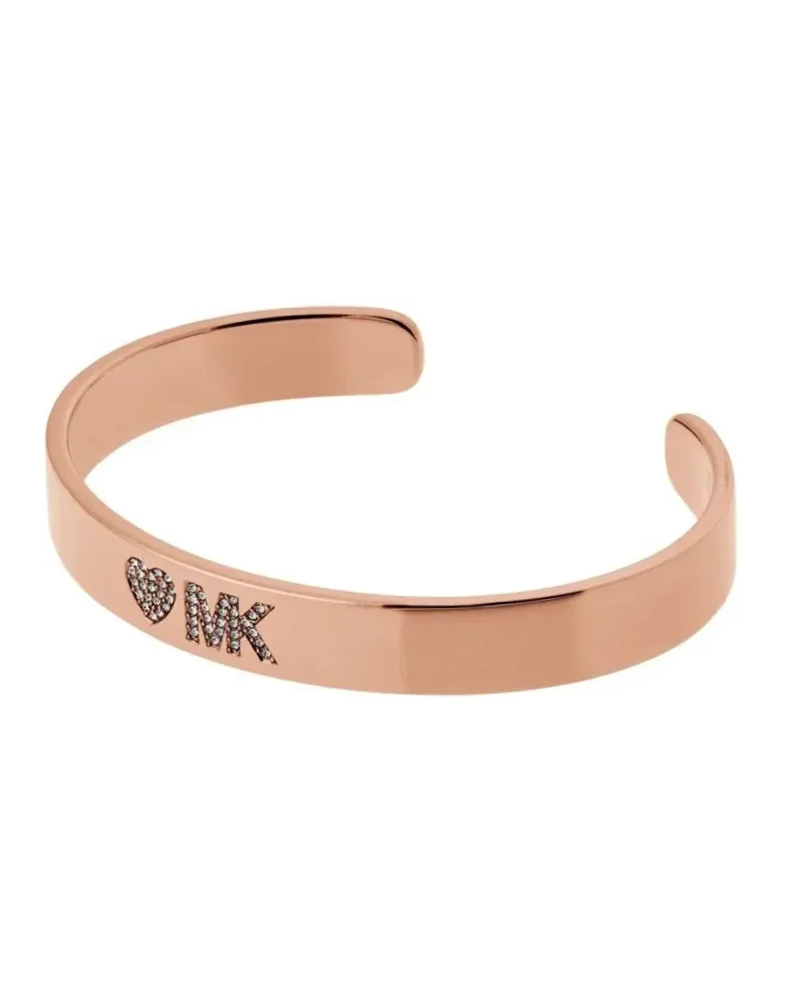 Bracelet Michael Kors coeur et initiales strassées acier inoxydable or rose femme