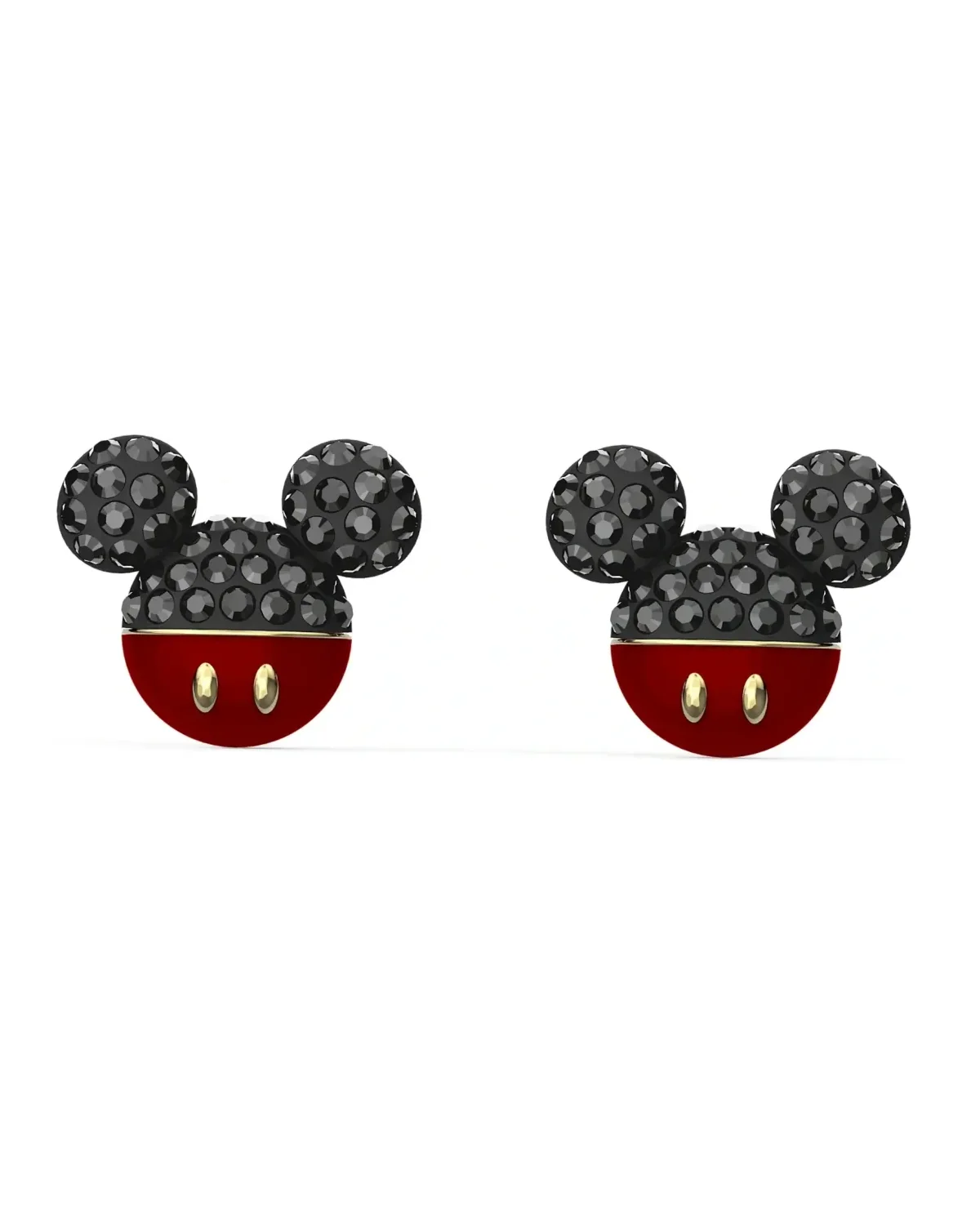 Boucles d'oreilles Swarovski Mickey Minnie plaqué or cristaux noirs femme