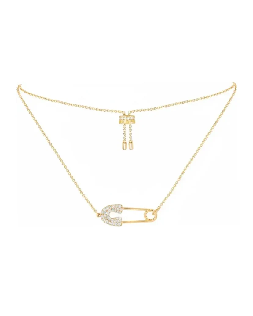 Collier APM Monaco épingle à nourrice plaqué or zirconium femme