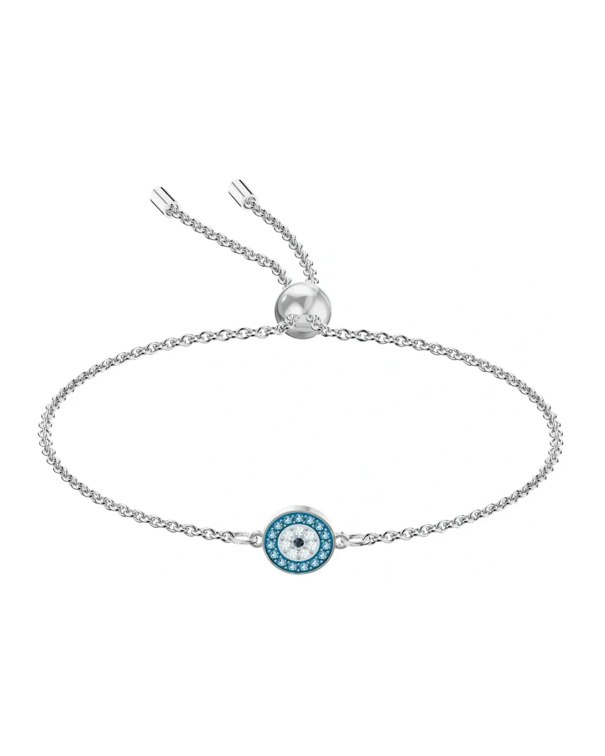 Bracelet Swarovski Luckily Evil Eye métal rhodié cristaux bleus femme
