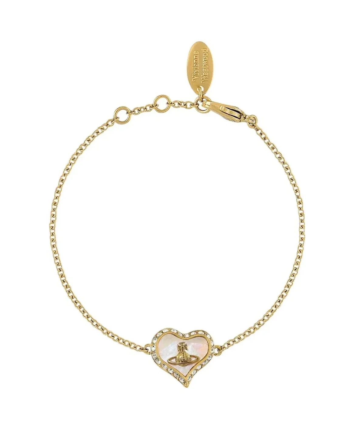 Bracelet Vivienne Westwood Petra Bas Relief laiton plaqué or jaune femme