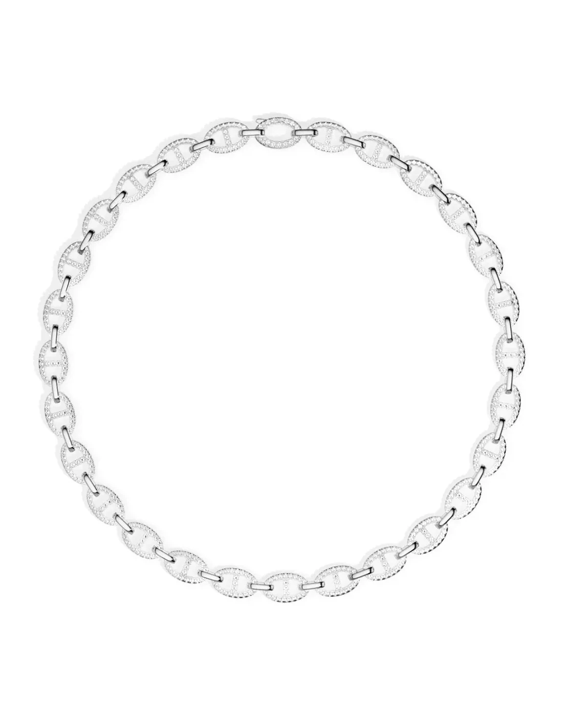 Collier APM Monaco maille marine argent 925 zirconium femme
